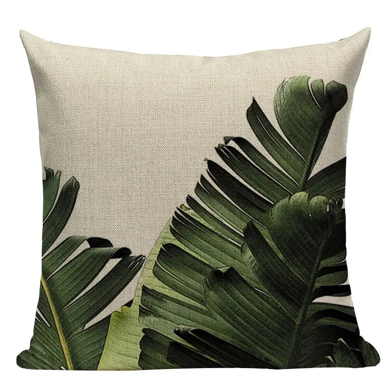 Axyaa Tropical Leaves Pillowcases - Rainforest Style Plant Cushion Covers