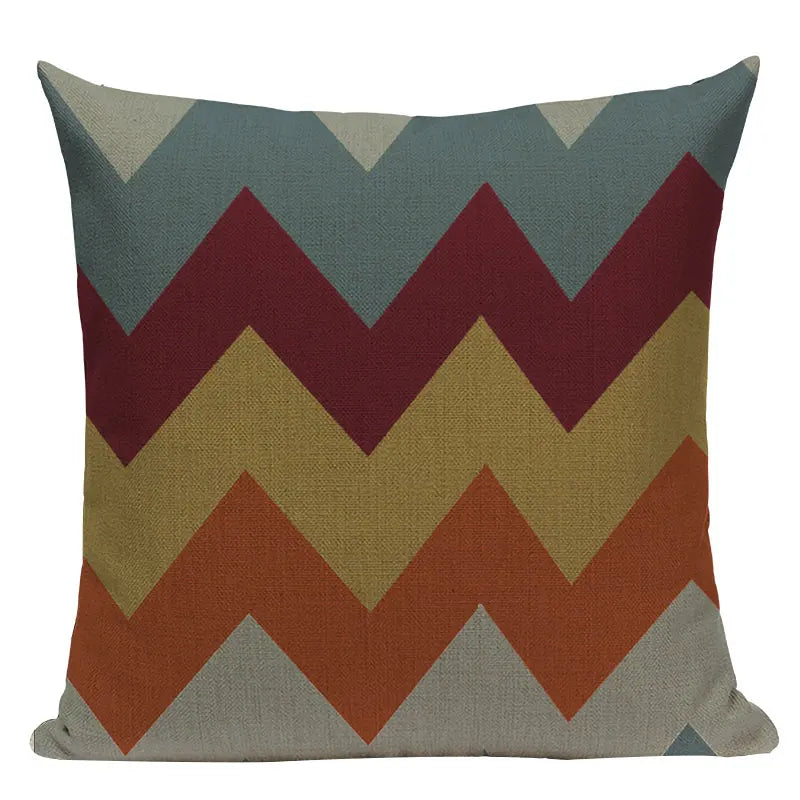 Axyaa Geometric Linen Cushion Cover Multicolour Decorative Pillow for Home Sofa