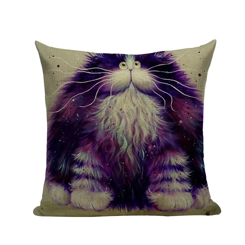 Square Cat Pillow Covers by Axyaa: Cute Cartoon Print Sofa Throw Pillow Cover