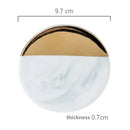 Axya Gold Marble Ceramic Coaster Set - Round Table Mat for Coffee & Tea Cups