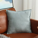 Axyaa Suede Fringed Pillow Case Green Navy Blue Grey Cushion Cover