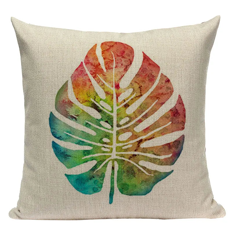 Axyaa Boho Kilim Leaf Cushion Cover - Retro Middle Eastern Style Home Decor