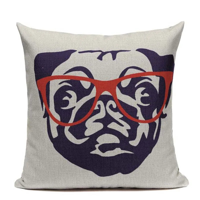 Axyaa Pug Dog Square Cushion Cover 45x45cm Home Decor