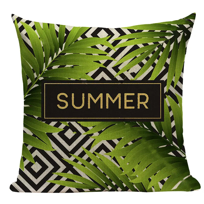 Axyaa Tree Green Cushion Cover: Green Decorative Flower Sofa Car Pillow