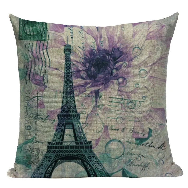 Axyaa London Bridge Paris Eiffel Tower Decorative Printed Throw Pillows