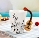 Axyaa Music Violin Guitar Ceramic Mug with Handle - Novelty Stave Coffee Cup