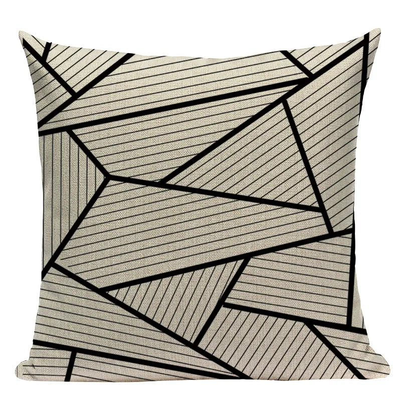 Axyaa Geometric Linen Cushion Cover 45x45cm - High Quality Decor Pillow