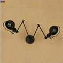 Axyaa Vintage Industrial Swing Arm Wall Light with 2 Heads in Antique Retro Style