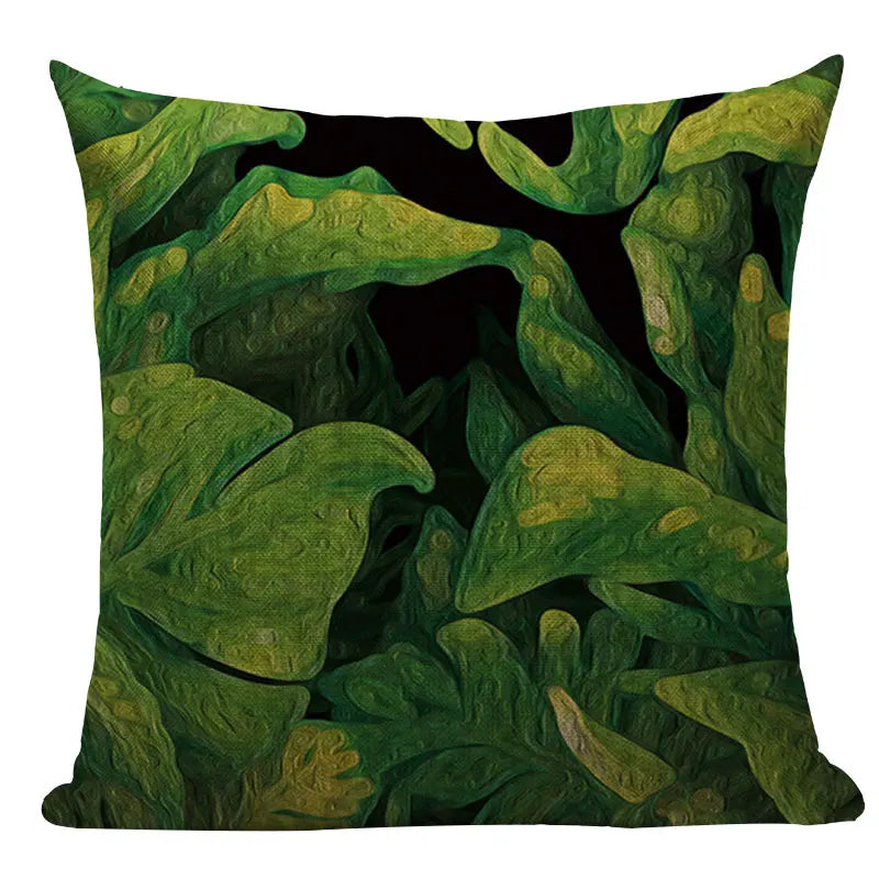 Axyaa Tree Green Cushion Cover: Green Decorative Flower Sofa Car Pillow