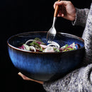 Axya Deep Blue Porcelain Salad Bowl - 2400ml Capacity