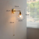 Axyaa Green Glass LED Wall Lights with Pull Chain Switch, Up and Down Adjustable