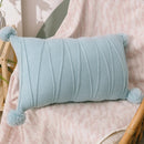Axyaa Knit Pompoms Cushion Cover Rectangle for Home Sofa Decor