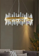 Axyaa Gold LED Chandelier: Modern Crystal Dining Room Lighting