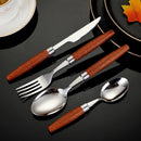 Axyaa Stainless Steel Cutlery Set with Wooden Handle - Kitchen Dinnerware Utensils