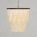 Axyaa Vintage Wood Bead Chandelier: Nordic Farmhouse Lighting Fixture