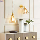 Axyaa Nordic Copper LED Glass Pendant Light for Cafe, Restaurant, Bedroom - Hanging Lamp