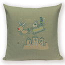 Christmas Cartoon Santa Claus Deer Pillows Covers Merry Christmas Gifts for The New Year by Axyaa