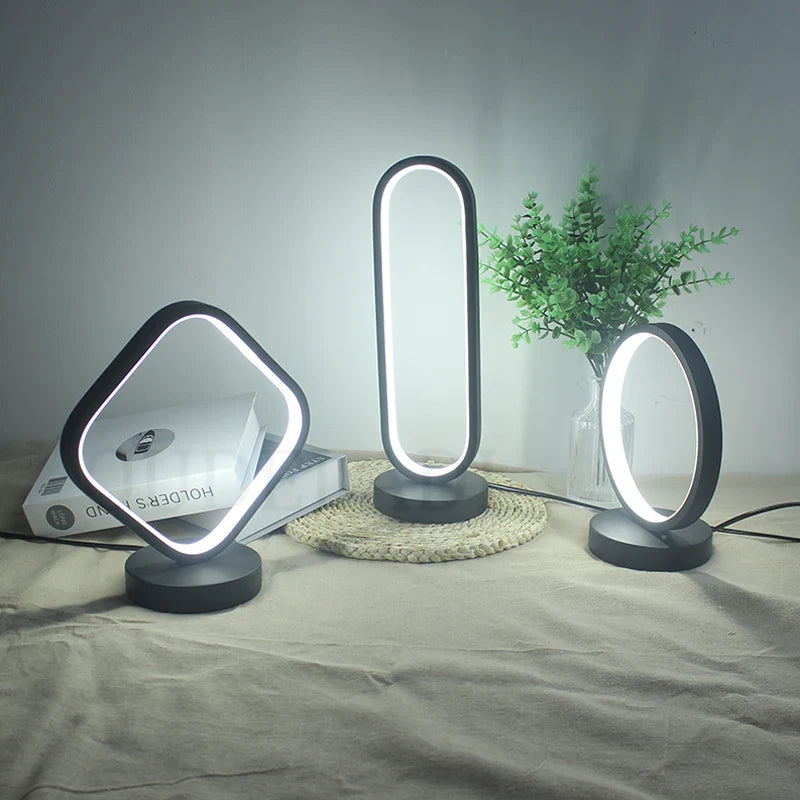 Axya Modern Black Ring LED Table Lamp for Bedroom Decor and Reading