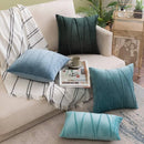 Blue Velvet Cushion Cover Set 18x18" - Axyaa Decorative Pillows for Living Room