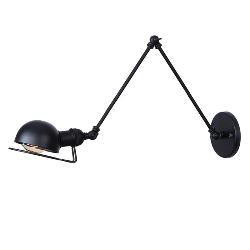 Axyaa Loft Adjustable Wall Lamp: Retro Reading Lamp, Long Arm, Iron, Bedside, Black