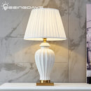 Axyaa White Ceramic Table Lamp for Bedroom Night Light décor