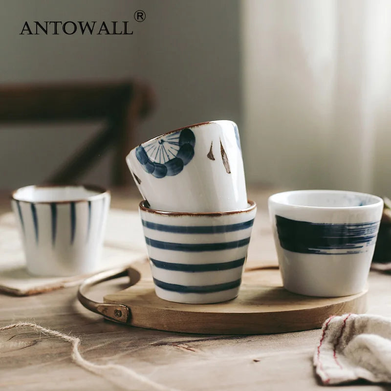 Axya Hand-Painted Underglazed Teacups Set for Japanese Cuisine Restaurant