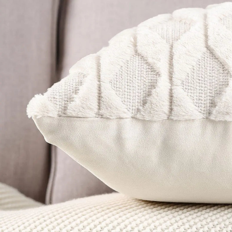 Geometric Plush Pillow Cover for Sofa, Nordic Home Decor by Axyaa