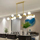 Axya Glass Ball Chandelier: Modern Horizontal Suspension Lighting for Dining Room