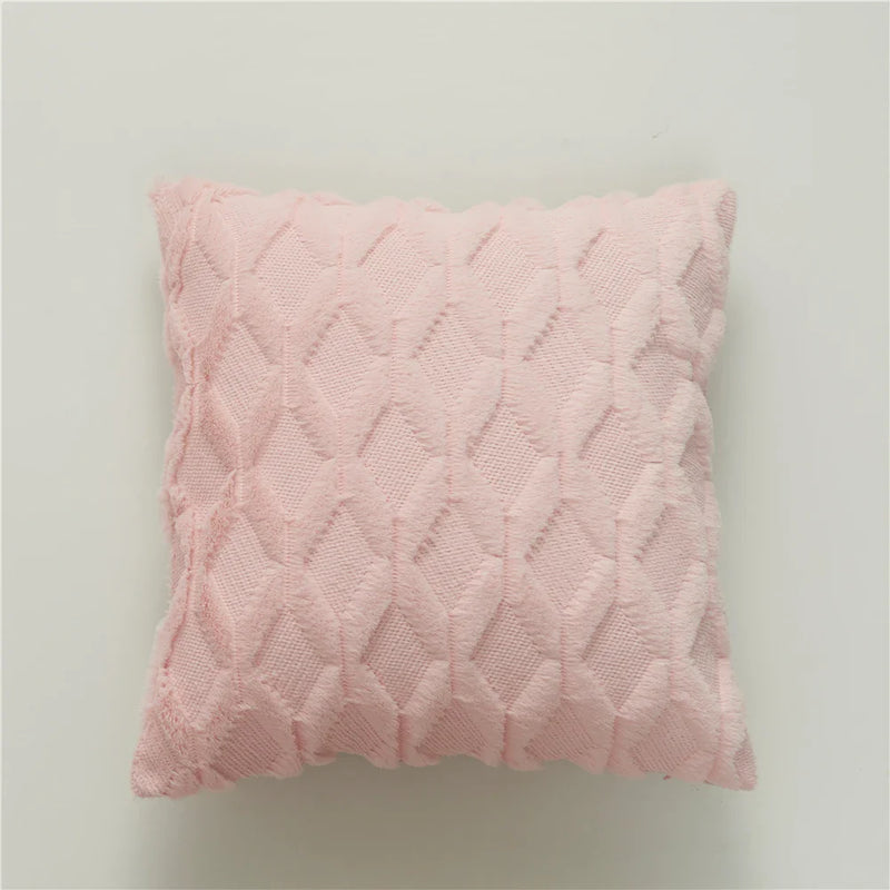 Geometric Plush Pillow Cover for Sofa, Nordic Home Decor by Axyaa