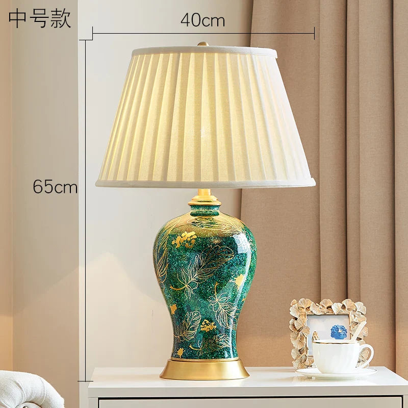 Luxury Green Ceramic Table Lamp by Axyaa - Retro Style for Living Room or Bedroom