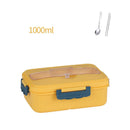 Axyaa Portable Lunch Bento Box with Spoon & Chopsticks - Leakproof Wheat Straw Container