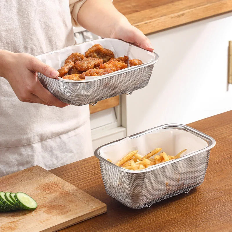 Axyaa Stainless Steel Square Mesh Strainer Colander Flour Sieve Utensil
