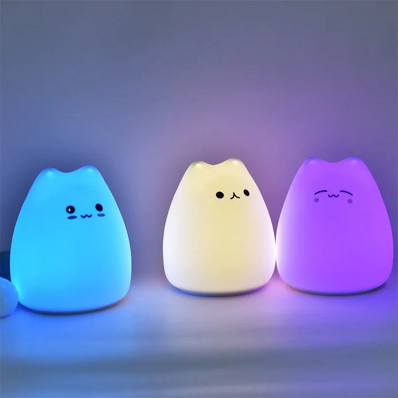 Axyaa Cat Silicone LED Night Light Touch Sensor Bedroom Lamp