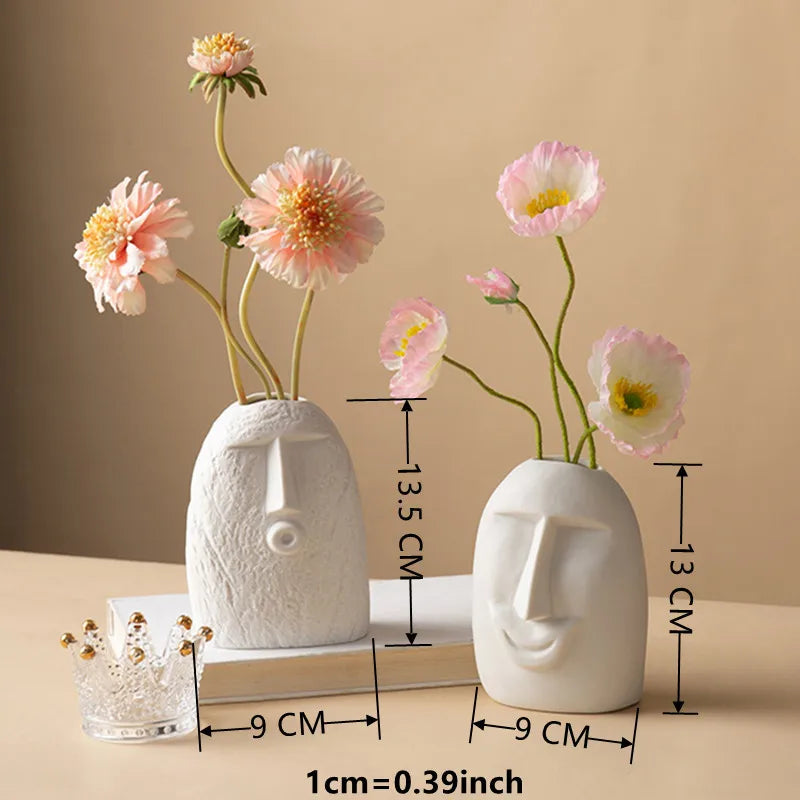 Axya™ Creative Face Shape Vase: Nordic Style Ceramic Flowerpot for Room Decoration