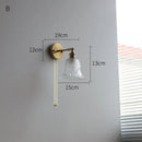 Axyaa Nordic Glass LED Wall Light with Switch, Pure Copper, Bedroom Living Room Stair Lamp