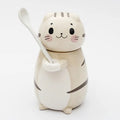 Axyaa Cute Cat Ceramic Coffee Mug Spoon Hand Painted Tea Cup Novelty Gift