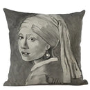 Art Oil Painting Pearl Girl Cushion Cover 45*45cm Axyaa Home Decor Art Accessories