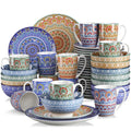 Axyaa Bohemian Mandala Porcelain Dinnerware Set - Dinner, Dessert Plate, Bowl, Mug