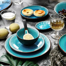 Axya Blue Ice Cracking Glaze Ceramic Tableware Set