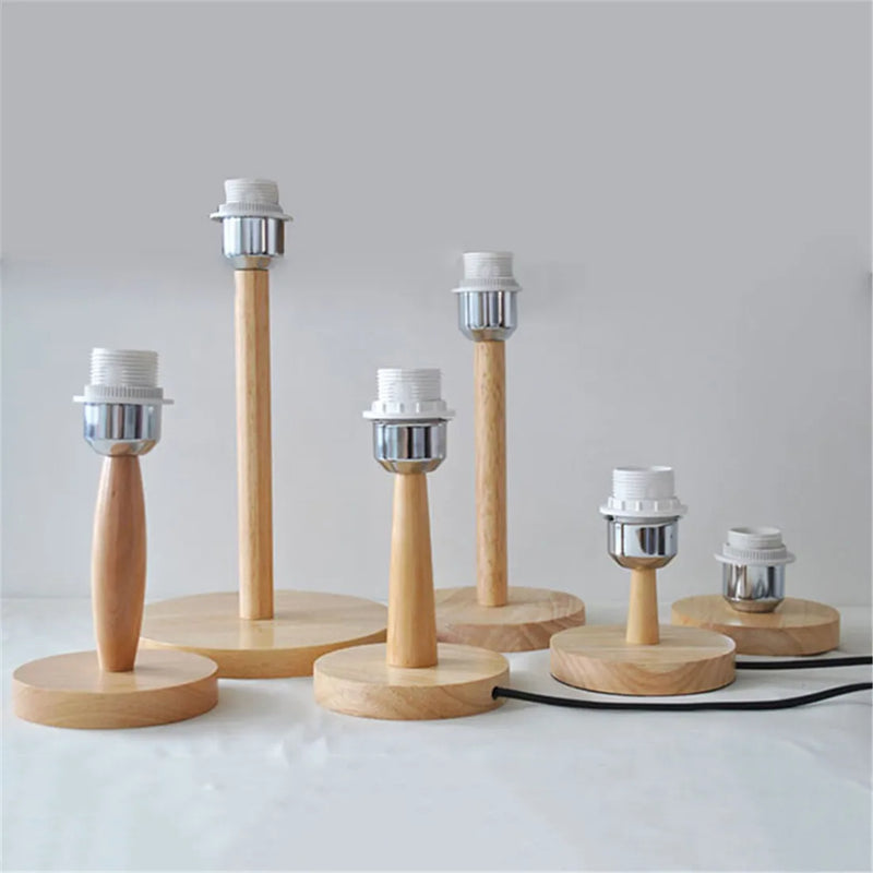Axyaa Wooden Base Table Lamp Holder with On/Off Switch