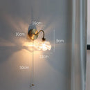 Axyaa Flower Glass Copper Wall Sconce LED Light with Pull Chain Switch