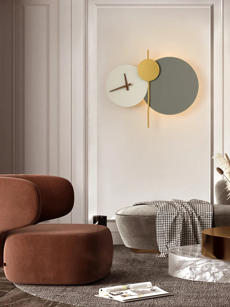 Axya Nordic Minimalist Mute Wall Clock Lamp for Living Room