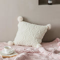 Axyaa Chenille Knit Cushion Cover 45x45cm With PomPom Ball - Pink/Grey/Cream - Home Decor Pillow Case