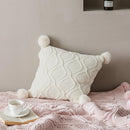 Axyaa Chenille Knit Cushion Cover 45x45cm With PomPom Ball - Pink/Grey/Cream - Home Decor Pillow Case