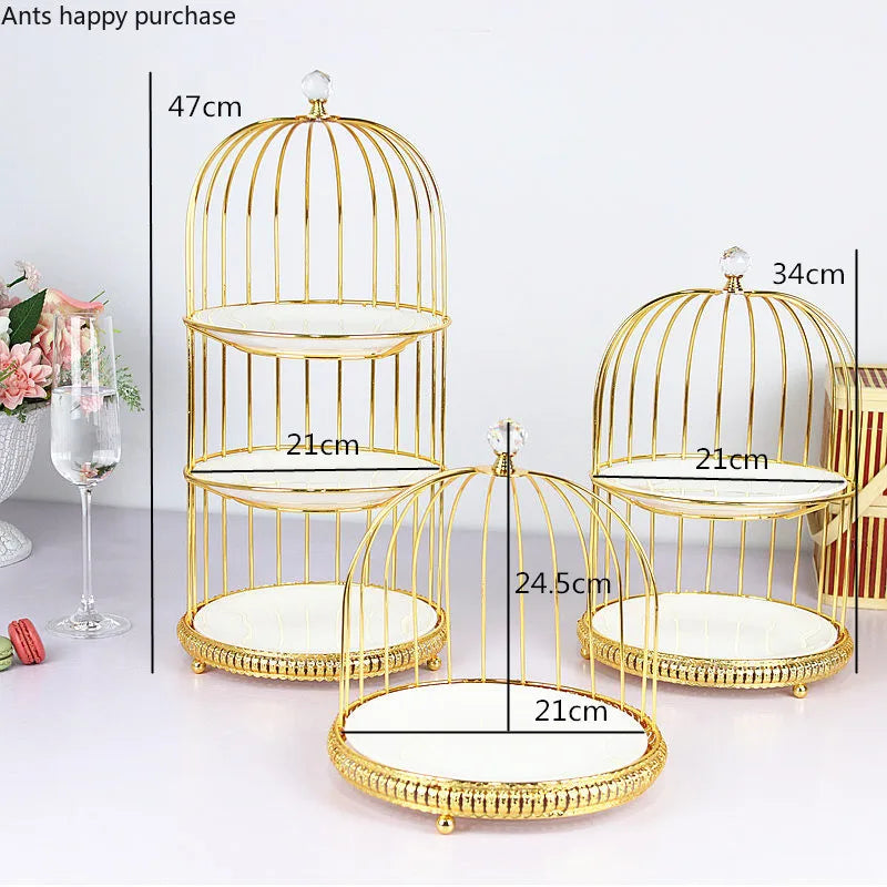 Axya Two-Tier Ceramic and Metal Cake Stand Display Tray