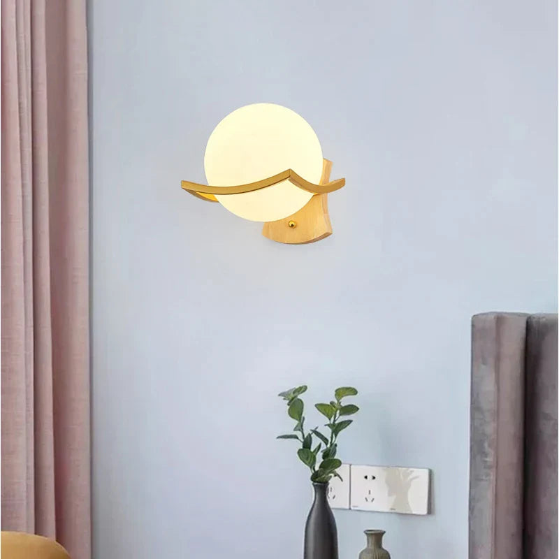 Axyaa Modern Glass Wall Lamp Gold Finish Up Down LED Light
