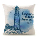 Axyaa Mediterranean Lighthouse Sail Print Pillow Cover for Home Decor