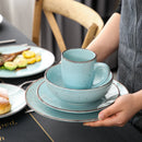 Axyaa Navia Oceano Blue Ceramic Dinnerware Set - 32 Pieces