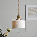 Axyaa Nordic White Ceramic LED Pendant Light with Knob Switch - Modern Copper Hanging Lamp