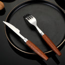 Axyaa Stainless Steel Cutlery Set with Wooden Handle - Kitchen Dinnerware Utensils